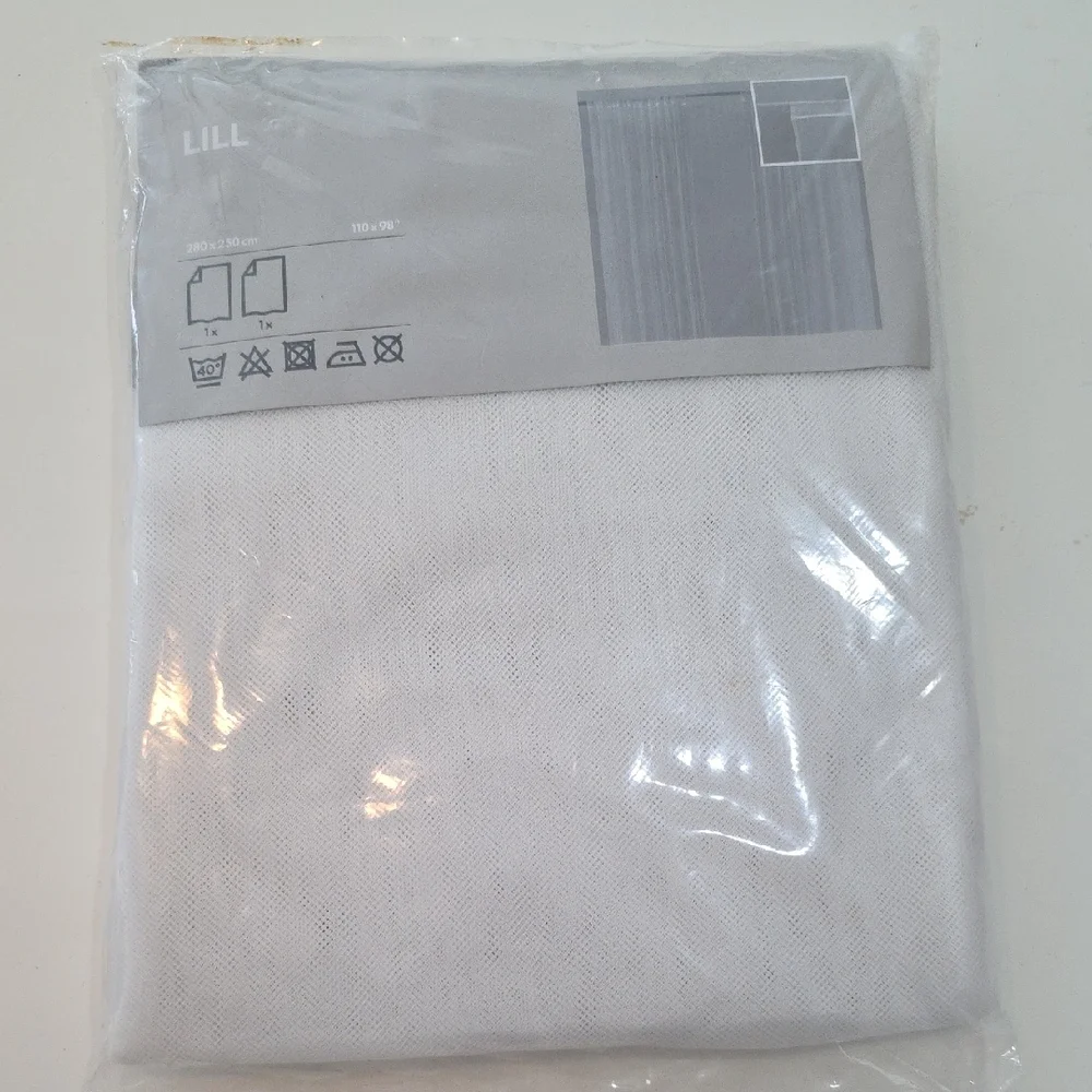 IKEA LILL Sheer Net Window Curtains White 110x98 Boho Scandinavian Style Decor